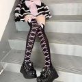 Subculture Classic Lolita Black Goth Cute Stockings Thigh Highs Japanese Girls Gothic Punk Retro Spider Web Skull Bat Long Socks. 