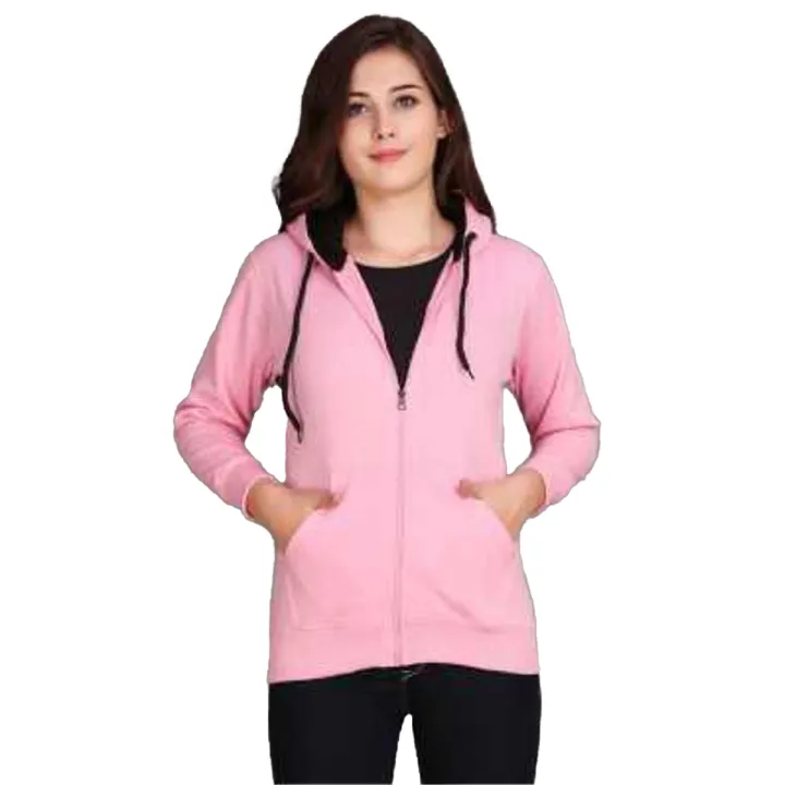 Pink Zipper Hoodie For Girls Women Daraz.pk