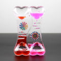 Double Heart Liquid Motion Bubble Drip Oil Hourglass Timer Clock Kids Toy Gift. 