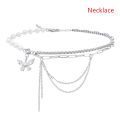 Shiny Crystal Butterfly Necklace Exquisite Multi-layer Pearl Clavicle Chain Encounter. 