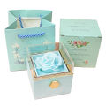 Rose Ring Box Velvet Jewelry Box Eternal Rose Jewelry Box Rotates 360° Valentine'S Day Mother'S Day for Romantic Gifts Lake Blue. 
