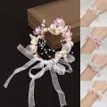 Pearl Crystal Wrist Corsage Bridesmaid Children's Hand Flower Marriage Beautiful Bride Wedding Bracelets Girls Jewelry Wrist New. 