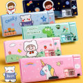 Cartoon Pencil Case Multifunctional Magnetic Sleeve Plastic Double-sided Stationery Case Children's and Student Pencil Case. 
