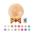 Full Moon Lamp, LED Lunar Night Light Remote Control Table Lamp Dimmable Brightness 16 Main Colors, 4 Light Conversion Modes with USB Charging Moonlight Gift with Wooden Holder. 