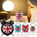 Metal Digital Quartz Clock Small Creative Retro Table Clock UNION JACK Mini Alarm Clock Round. 