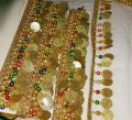 FASHION ! 2 YARD (GAZ) BEADS+ CUTDANA+SITARA LATKAN LACE FOR WOMEN CLOTHES. 