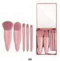 5pcs Mini Makeup Brushes Set With Mirror & Portable Case. 