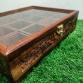 Spice Container ( Masala Box ) Made of Pure Rose Wood with Hand Carving Having 12 removable boxes with capacity of over 100 Gram (Powder Spices) with Glass Lid and one Spoon. 