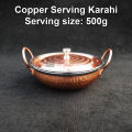 Copper Karahi for Serving | Copper outside Steel Inside | 500g capacity | 6 Inch | Hammered Design. 