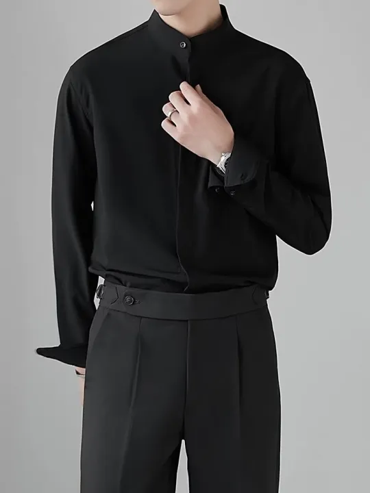 Summer%20thin%20stand%20up%20collar%20ice%20silk%20short%20sleeved%20for%20men%20Ins%20trendy%20brand%20new%20Chinese%20light%20mature%20style%20slim%20fit%20one%20and%20a%20half%20shirt%20-%20Image%207