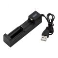 Universal 1 Slot Battery 3.7V 18650 26650 14500 17670 USB Charger, Smart Charging For Rechargeable Li-ion NiMH Batteries. 