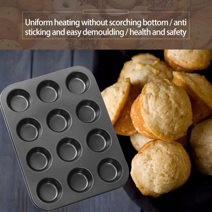6,12%20Cupcake%20Baking%20Tray%20Non-Stick%20Masterclass%20Heavy%20Duty%206,12%20Hole%20Cupcake%20Baking%20Tray%20Tin%20Pan%20with%20Double%20Layer%20Non-Stick%20Coating%20muffin%20pan%20tray%20-%20Image%202