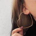 30mm-60mm Heart Earrings For Women Stainless Steel Exaggerate Big Hoop Earring Gold Color Hip Hop Rock Korea Fashion Jewelry. 