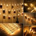 Photo Peg Star Clips String Lights 20 LED Fairy Lights for Bridal Shower Party, Wedding, Birthday Party, Anniversary Decorations Warm White. 