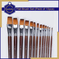 Keep Smiling Pack of 13 Flat Shapes High Quality Nylon Professional Art Brush Set Water Color Oil Acrylic Artist Paint Brush Set. 