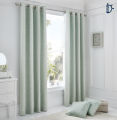 Curtains Set, Jacquard Eyelet Curtains - Ebony Duck Egg - Pack of 2. 