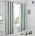 Curtains Set, Jacquard Eyelet Curtains - Ebony Duck Egg - Pack of 2. 