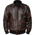 Men's Aviator A2 Distressed Brown Bomber Flight Real Leather jacket. 