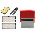 QUANBU Self Inking Stamp Set Custom Personalised DIY Business Name Number Address Printing Rubber Stamp with Tweezers Kit Red. 