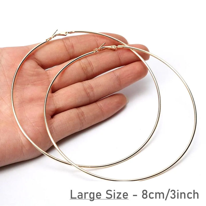 Large Size Classic Round Simple Hoop Earrings For Girls and Women