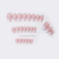GAM-BELLE Natural Nude White Glitter French False Nails Square Shape UV Gel Artificial Nail Tips Full Cover Manicure Beauty Tool. 