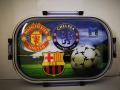 Printed MANCHESTER UNITED Plastic Lunch Box for School Kids/Rectangular Shape/Includes Curry Box/Food Grade/Kids Lunch Box. 