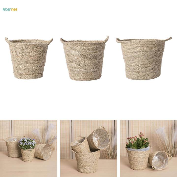 Woven%20Planter%20Basket%20Seagrass%20Plant%20Basket%20with%20Liner%20Lawn%20Flower%20Pot%20Cover%2015cmx20cmx11cm%20-%20Image%202
