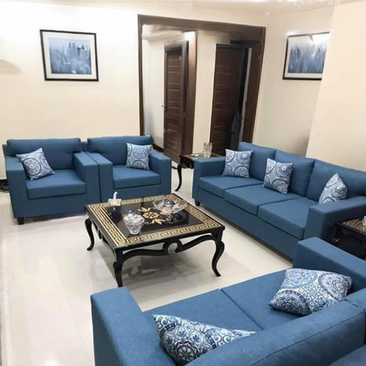 Golden Oak Beautiful and Stylish Blue Seven (7) Seater Sofa Set