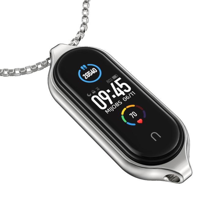 For Xiaomi Mi Band 5 / 6 MIJOBS Metal Pendant Stainless Steel Watch Necklace
