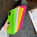 Silicone Solid Neon Fluscent Yellow Green Phone Case For iPhone 13 12 11 Pro Max X XS XR 8 7 Plus SE 2020 Case Soft Cover Red. 
