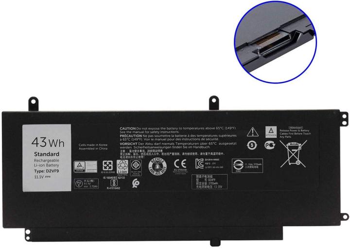 Laptop Battery   4   Cell 11.1V 43wh   Vostro 14 5459  Series  TYPE -  D2VF9 0PXR51 PXR51 0YGR2V      - Black