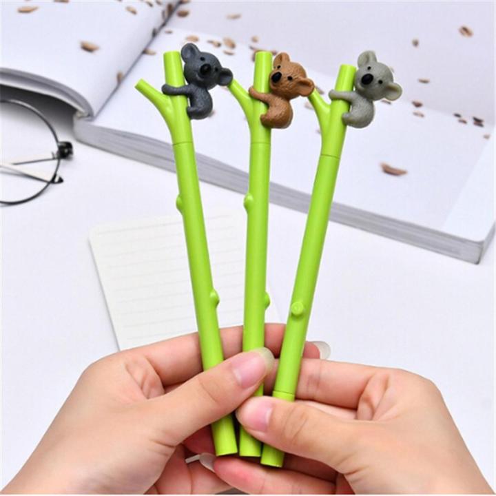 【Funny Bunny Toy Store】3pcs Koala Gel Pen Green Branch Ink Pens 0.5mm Kids Writing