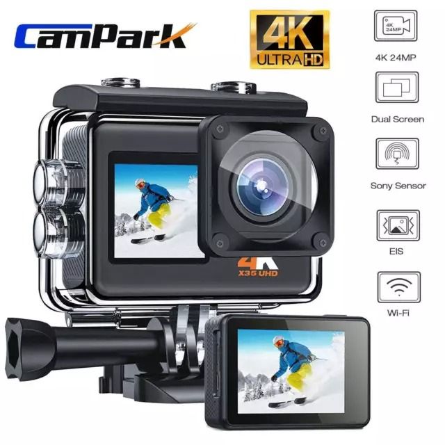 Campark X35 Action Camera 4K 24MP Wi-Fi Underwater Waterproof Camera 40M  with Dual Screen | Daraz.pk