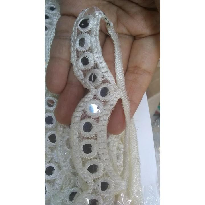 mirror lace cut work3 gaz fancy lace/lace / laces for clothes /All colors availiable samoosa lace /laces for clothes cut work laces for clothes / cotton lace /fancy lace / lace for dress