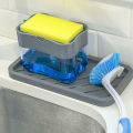 2 In 1 Scrubbing Liquid Detergent Dispenser Press Type Liquid Soap Box Pump Organizer Sponge Kitchen Bathroom Supplies. 