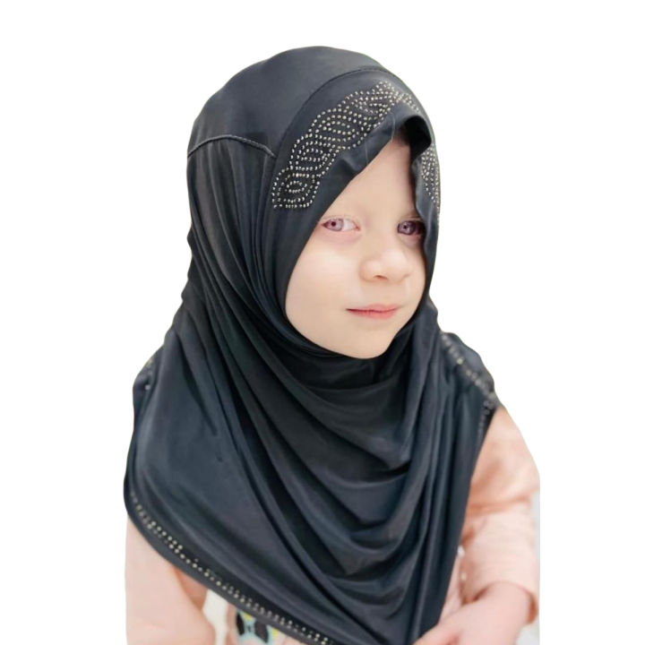 Kids Plated Lear Baby Hijab – Soft and Easy-to-Wear, Suitable for Ages 1-3