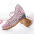 Old Beijing Ethnic Cloth Embroidered Women's Hanfu Shoes Ancient Style Elevated Slope High Heels. 