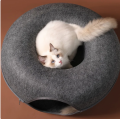 Donut Cat Tunnel Bed Pets House Natural Felt Pet Cat Cave Interactive Toys Round Wool Felt Pet Bed Cat Training Toy Cat House. 