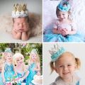 1st Birthday Crown Hat Flower Princess Crown Headband One Year Baby Girl Happy Birthday Party Hats Child Baby Shower Decoartion. 