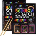 Colorful Scratch Note Pad Rainbow With Wooden Stick For Kids - A3, A4, A5, A6 Size. 