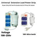 Universal Extension Lead Board Multi Plug Extension - Power Strip 4/6 Two Pin Socket And 2/3 Three Pin Socket- White - Wire 10 Ft. 