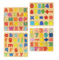 Wooden Alphabet Puzzles Numbers Count Board | Colorful Letters/Numbers/Shapes for Kids |Preschool Early Learning Educational Toys. 