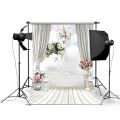 5x7FT White Curtain Backdrop Studio Flower Floor Background. 