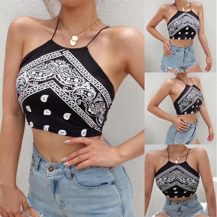 【BestGO】Women Tank Top Reflective Bralet Buckle Tube Top Vest Cami