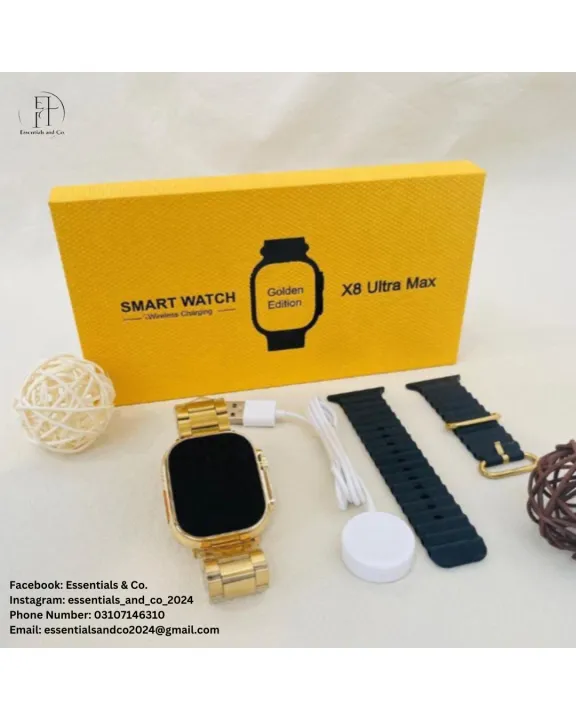 "X8%20Ultra%20Max%20Smart%20Watch%20Golden%20Edition%20Series%208%20%7C%20NFC,%20Bluetooth%205.2%20Calling,%20Wireless%20Charging%20%7C%20X8%20Ultra%20Max%20Watch%20with%20Customizable%20Wallpaper,%20IP67%20Water%20Resistant%20%7C%20High-Resolution%20TFT%20Display,%20Health%20&%20Fitness%20Tracking"%20-%20Image%205