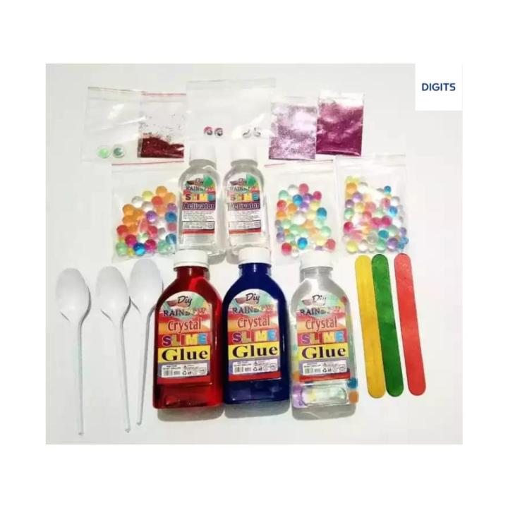 (PACK OF 3) Diy Slime Kit And Activator With Accessories For Kids Playing With Free Storage Boxes