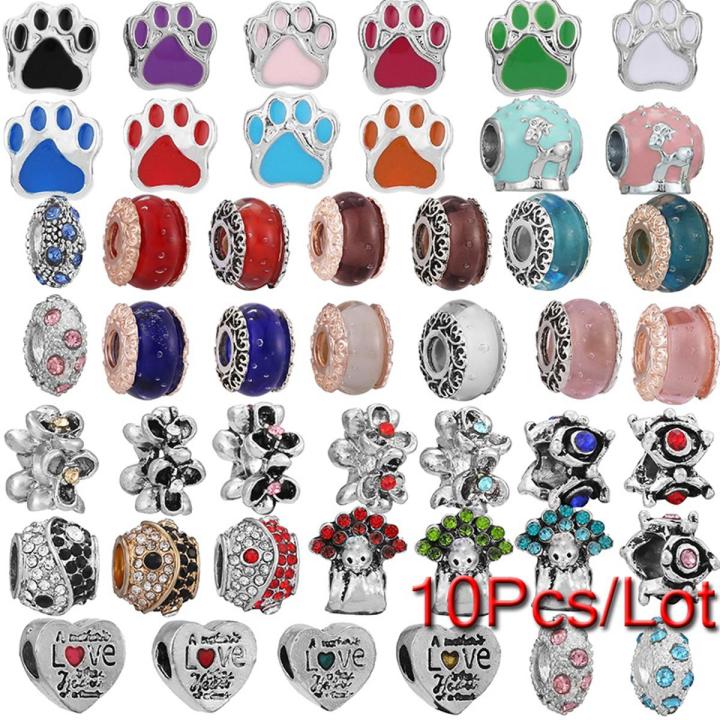 10Pcs/Lot Love Dog Paw Charms Beads Fit Original Bracelets Necklaces For Women Men Girl Boys Jewelry Gift Accessories Wholesale