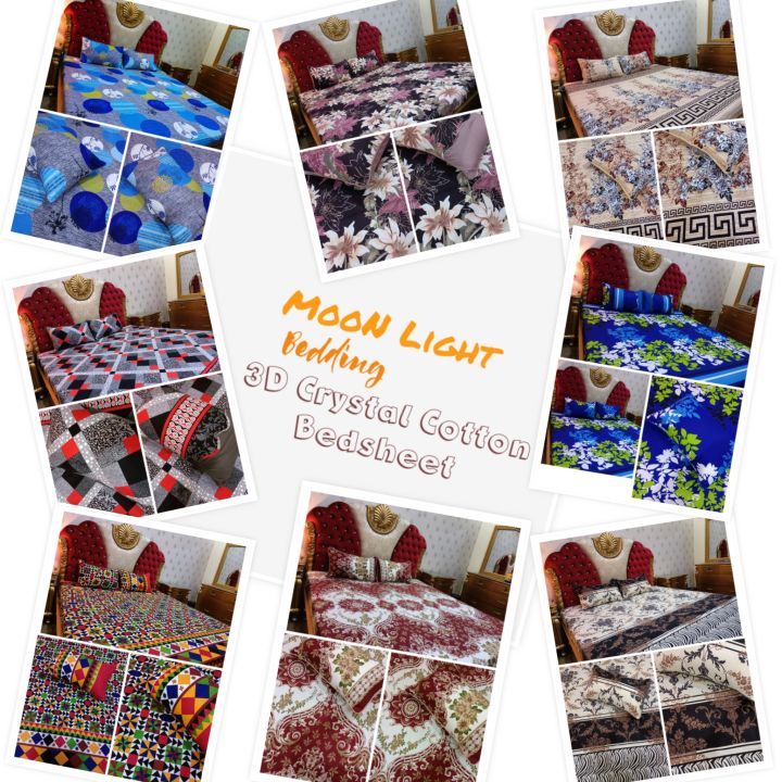 Crystal cotton Bedsheets Fabric Crystal Cotton  Colour and Fabric Guaranteed 3pc Bedshete king size Bedsheet Size 89/95  Pipping Pillows Cover 19/29