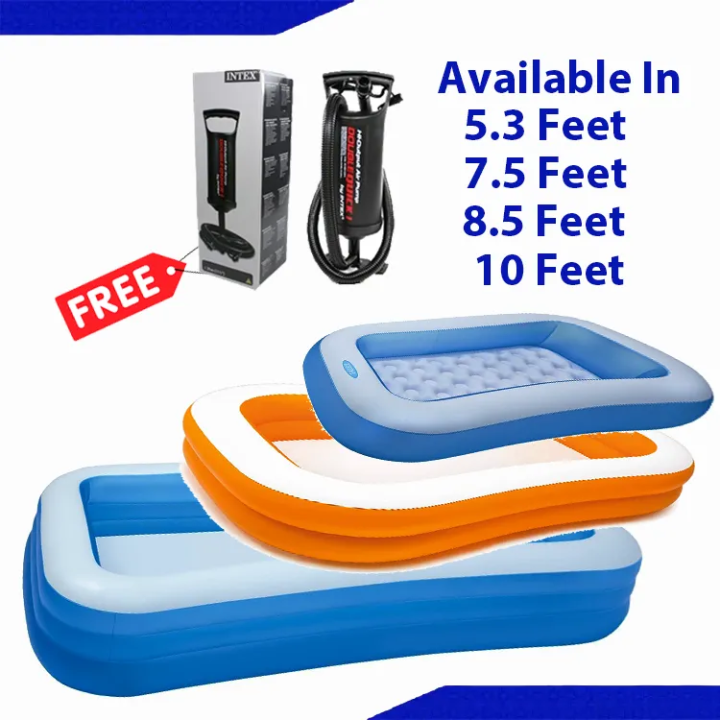 INTEX Rectangular swimming Pools with FREE HAND PUMP | Inflatable ...