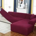 Fitted Sofa Cover - Protector L Shape (4+3) - Standard size - Non Slippery - Stretchable - Cotton Jersey Smooth Stuff. 